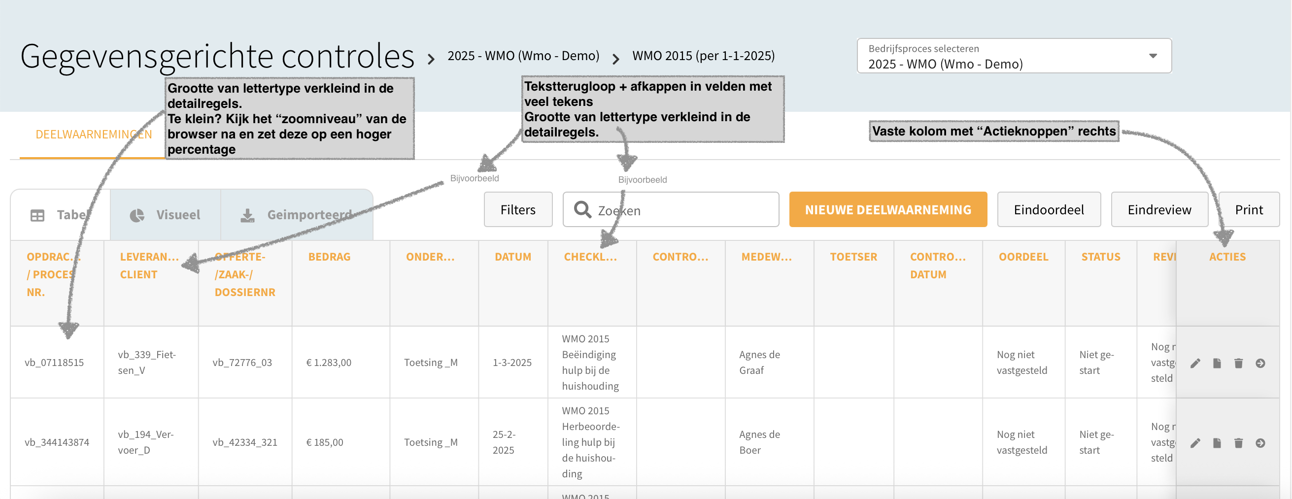 deelwaarneming-actiekolom-tekstterugloop